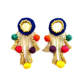 blue mirror work handmade earrings for girls in india