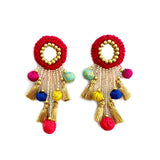 buy online red mirror work beautiful earrings for girls and women in india