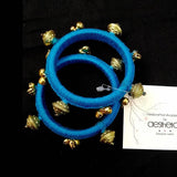 blue thread work bangles bead work