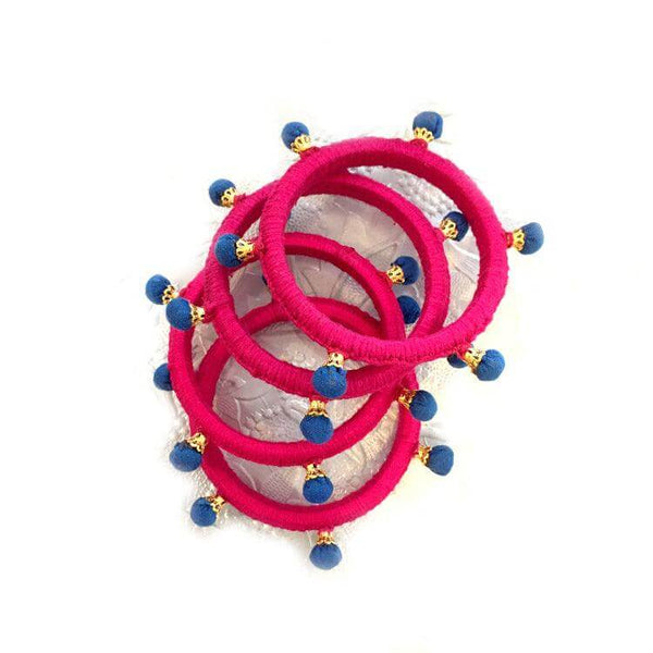 Handmade Thread Fabric Pink Bangles - Aesthetics Designer Label