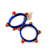 Blue fabric potli ghunghroo bangles - Aesthetics Designer Label