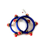 Blue fabric potli ghunghroo bangles - Aesthetics Designer Label