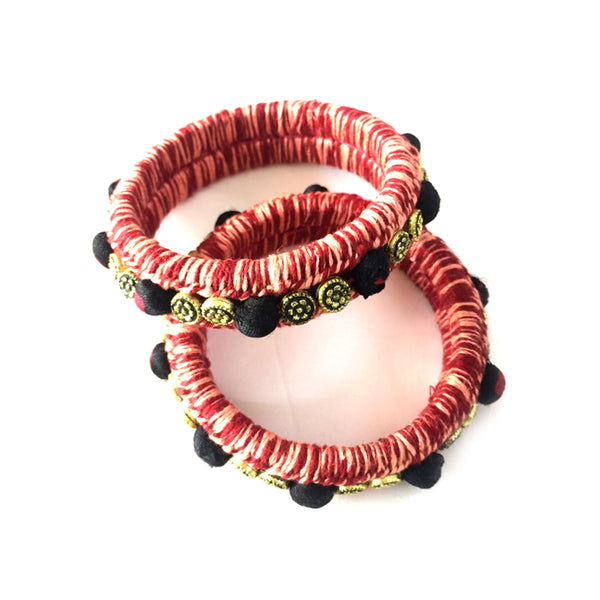 Multi color threadwork broad bangles - Aesthetics Designer Label