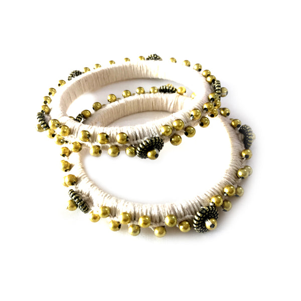 Off white beadwork bangles - Aesthetics Designer Label