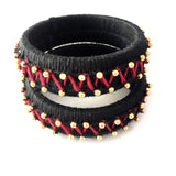 Black thread work broad bangles - Aesthetics Designer Label