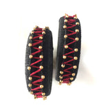 Black thread work broad bangles - Aesthetics Designer Label