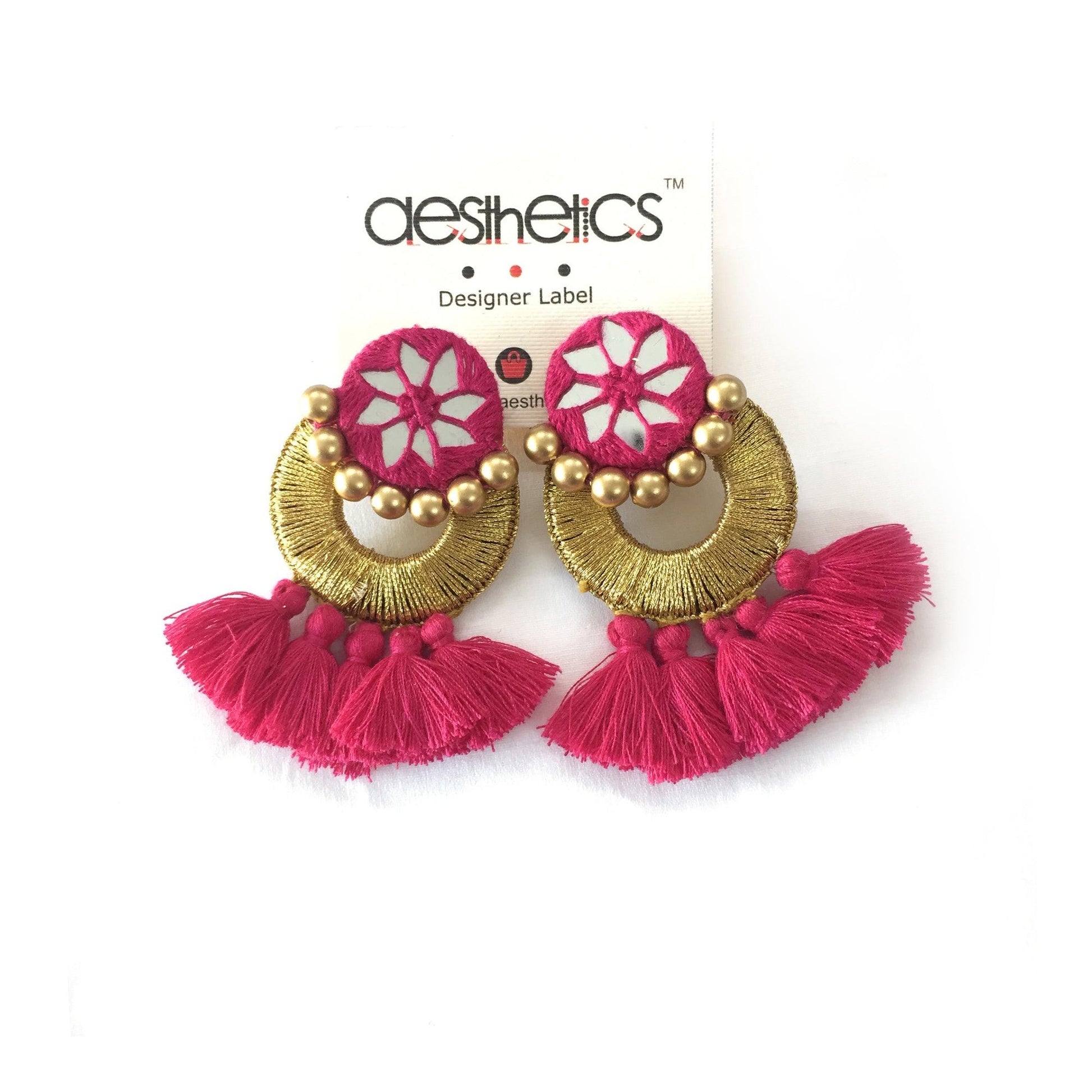 Pink Golden Handmade Drop earring - Aesthetics Designer Label