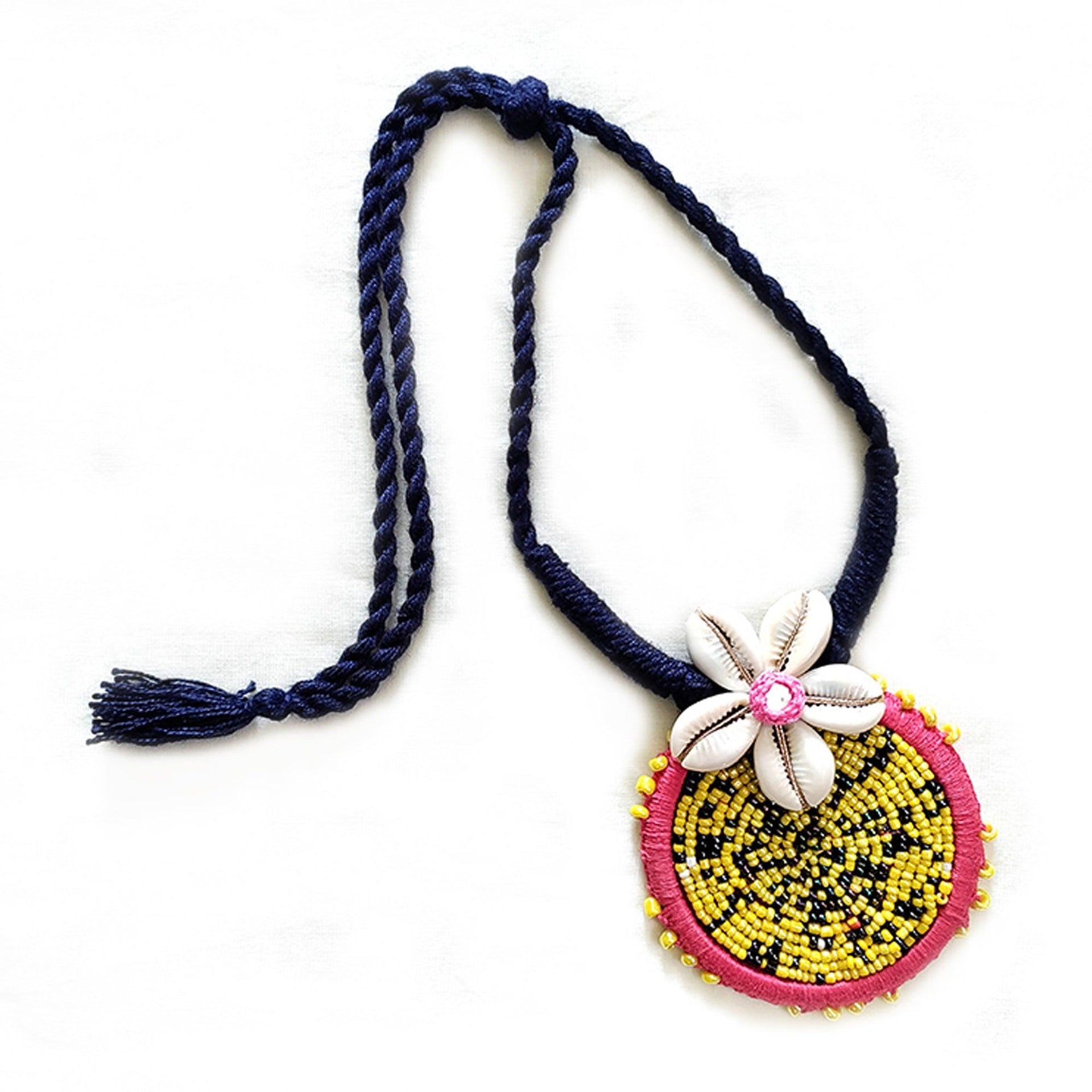 Buy Online Yellow Bead Work Handmade Necklace – Aesthetics