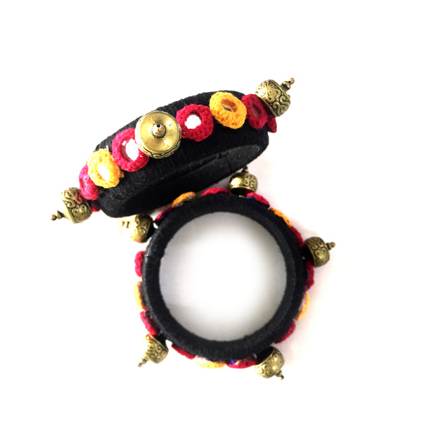 Pair of Black mirror work bangles for girls and women - Aesthetics Designer Label