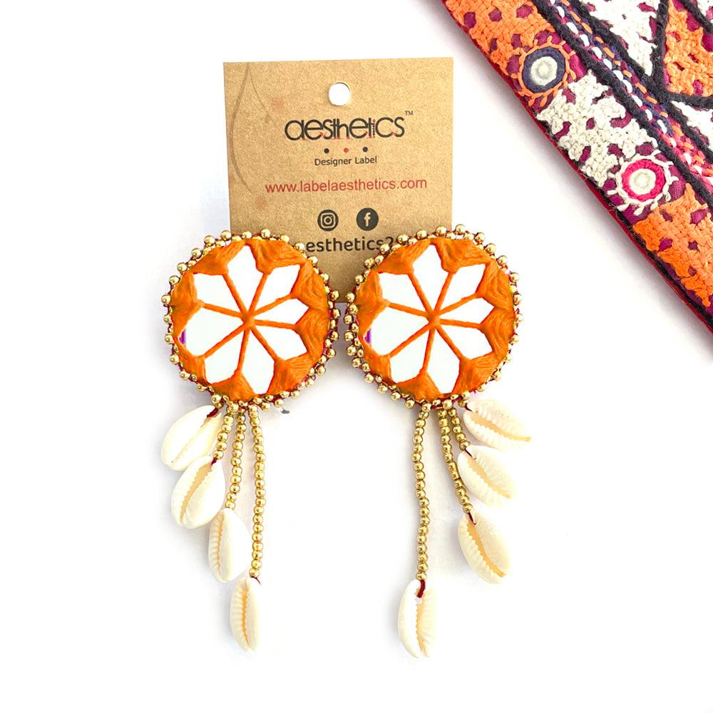 Cool 1960's Orange Flower Ball Dangle Earrings - Ruby Lane