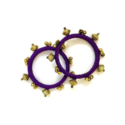 thraed work purple bangle, beaded