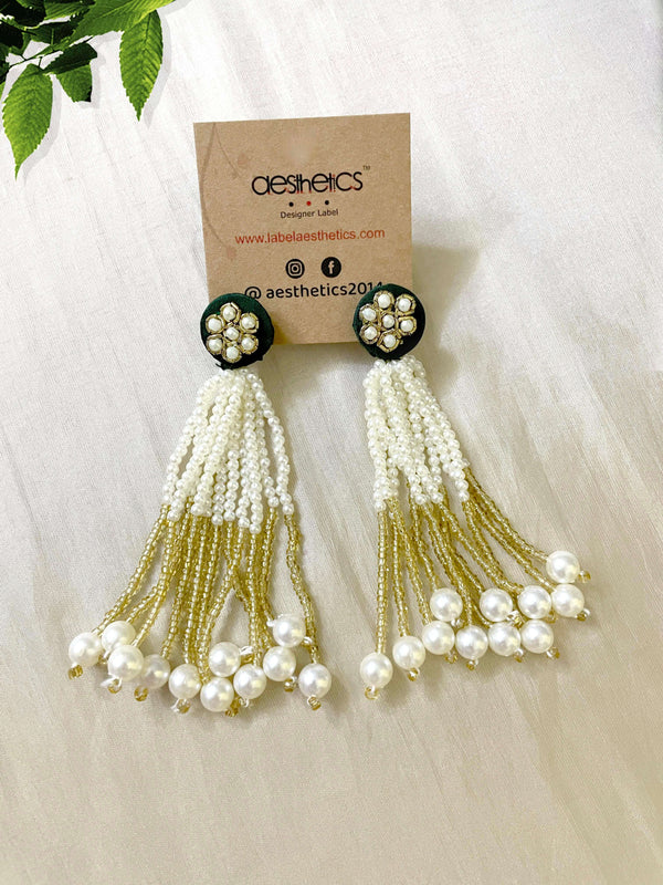 Long Pearl Beads Dangle Earrings for Timeless Elegance - Aesthetics Designer Label