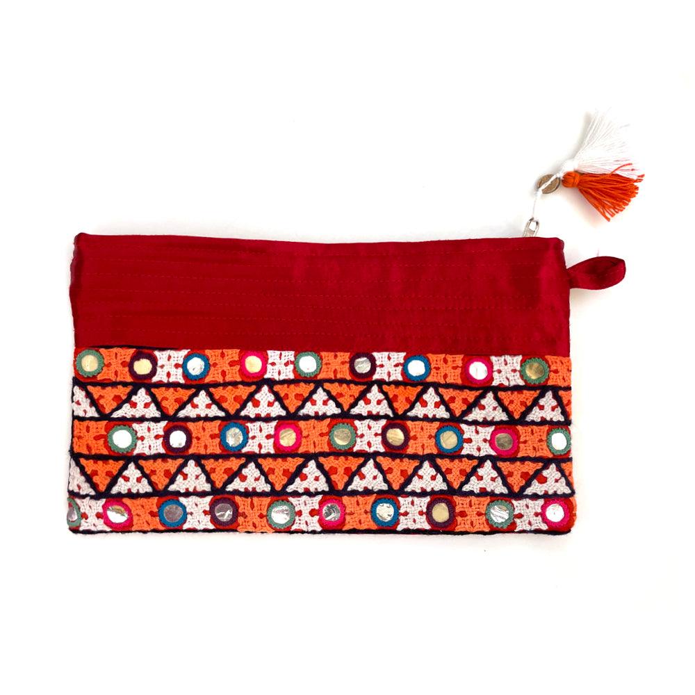 Sri | A Delightful Recycled Cotton Dhoti: Hand Embroidered Gujarati Bag