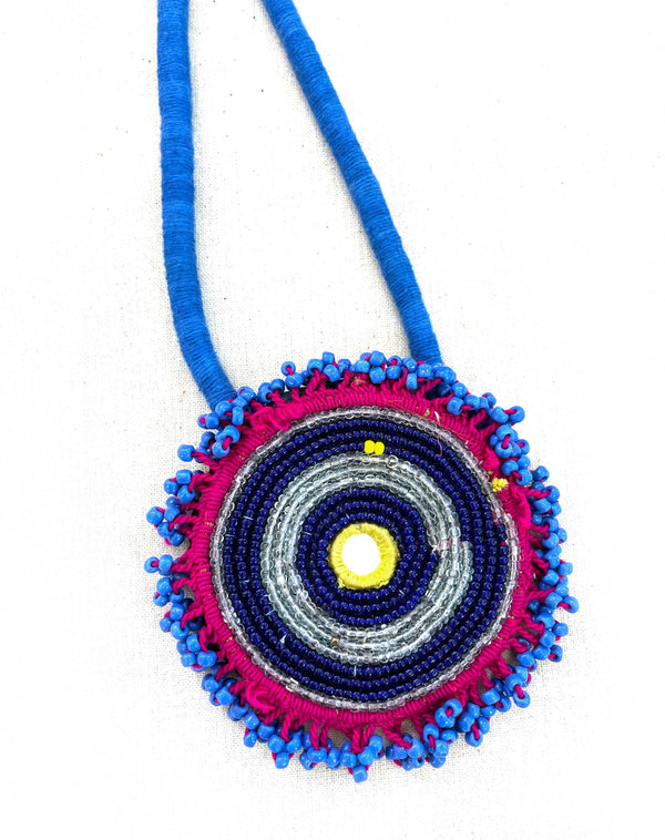 Kutchi bead work blue necklace for navratri - Aesthetics Designer Label