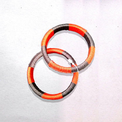 orange two color thread work bangles
